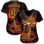 Custom International Beer Day Baseball Jersey - Personalized Black Yellow 3D Pattern, Team Name & Number Personalized Black