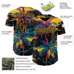 Personalized 3D Tropical Hawaii Palm Trees Baseball Jersey with Custom Name and Number - Black Yellow Design Personalized