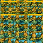 Custom Tropical Pineapple Performance T-Shirt with Personalized Name & Number, Black Yellow 3D Pattern Design Personalized