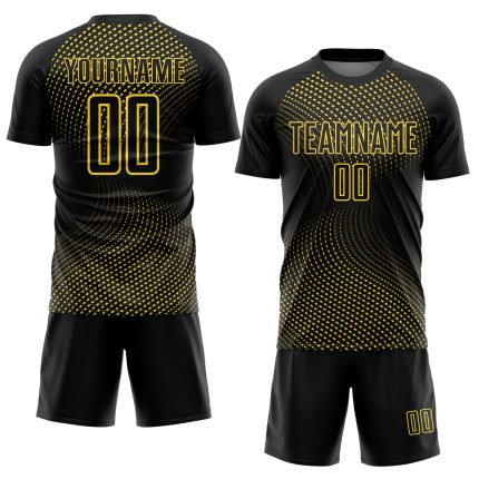 Personalized Black and Yellow Geometric Lines Soccer Jersey Uniform Personalized Black Yellow Geometric Lines Sublimation