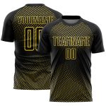 Custom Sublimation Soccer Jersey with Personalized Name and Number, Black Yellow Geometric Lines Team Uniform Personalized