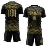 Custom Sublimation Soccer Jersey with Personalized Name and Number, Black Yellow Geometric Lines Team Uniform Personalized