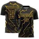 Custom Soccer Jersey with Personalized Name and Number, Black Yellow Lightning Design - Sublimation Uniform Personalized