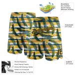 Personalized 3D Basketball Shorts with Black Yellow and Midnight Green Hawaii Palm Leaves Design Personalized Black Yellow-Midnight