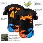 Personalized 3D Fire Dragon Baseball Jersey - Black Yellow-Orange Design Personalized Black Yellow-Orange 3D Fire Dragon