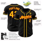 Custom Team Baseball Jersey - Personalized Black Yellow-Orange with Your Name and Number Personalized Black Yellow-Orange
