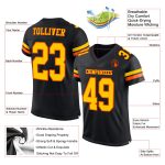 Custom Football Jersey with Personalized Name & Number, Black Yellow-Orange Mesh Authentic Design Personalized Black Yellow-Orange