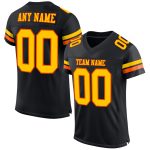 Custom Black Yellow-Orange Mesh Football Jersey - Personalized Team Apparel Personalized Black Yellow-Orange Mesh Football