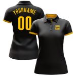 Personalized Performance Golf Polo Shirt in Black and Yellow for Men Personalized Black Yellow Performance Golf Polo Shirt
