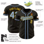 Personalized Black Yellow Pinstripe Baseball Jersey Light Blue Color Personalized Black Yellow Pinstripe Light Blue Baseball