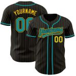 Custom Name Number Personalized Black Yellow Pinstripe Teal Baseball Jersey Authentic Team Jersey Personalized Black Yellow