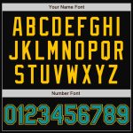 Personalized Teal Black Yellow Pinstripe Varsity Bomber Jacket Full-Snap Letterman Personalized Black Yellow Pinstripe Teal
