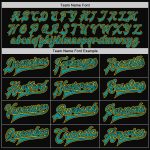 Personalized Teal Black Yellow Pinstripe Varsity Bomber Jacket Full-Snap Letterman Personalized Black Yellow Pinstripe Teal