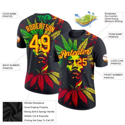 Personalized Black Yellow Red 3D Black History Month T-Shirt for Men and Women Personalized Black Yellow-Red 3D Black History
