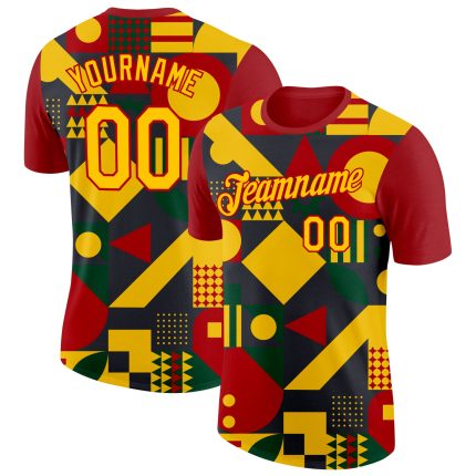 Personalized 3D Black History Month T-Shirt in Black Yellow-Red | Performance Tee for Men Personalized Black Yellow-Red 3D