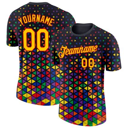 Personalized Black Yellow Red 3D Black History Month Tee - Performance T-Shirt Size 6 Personalized Black Yellow-Red 3D Black
