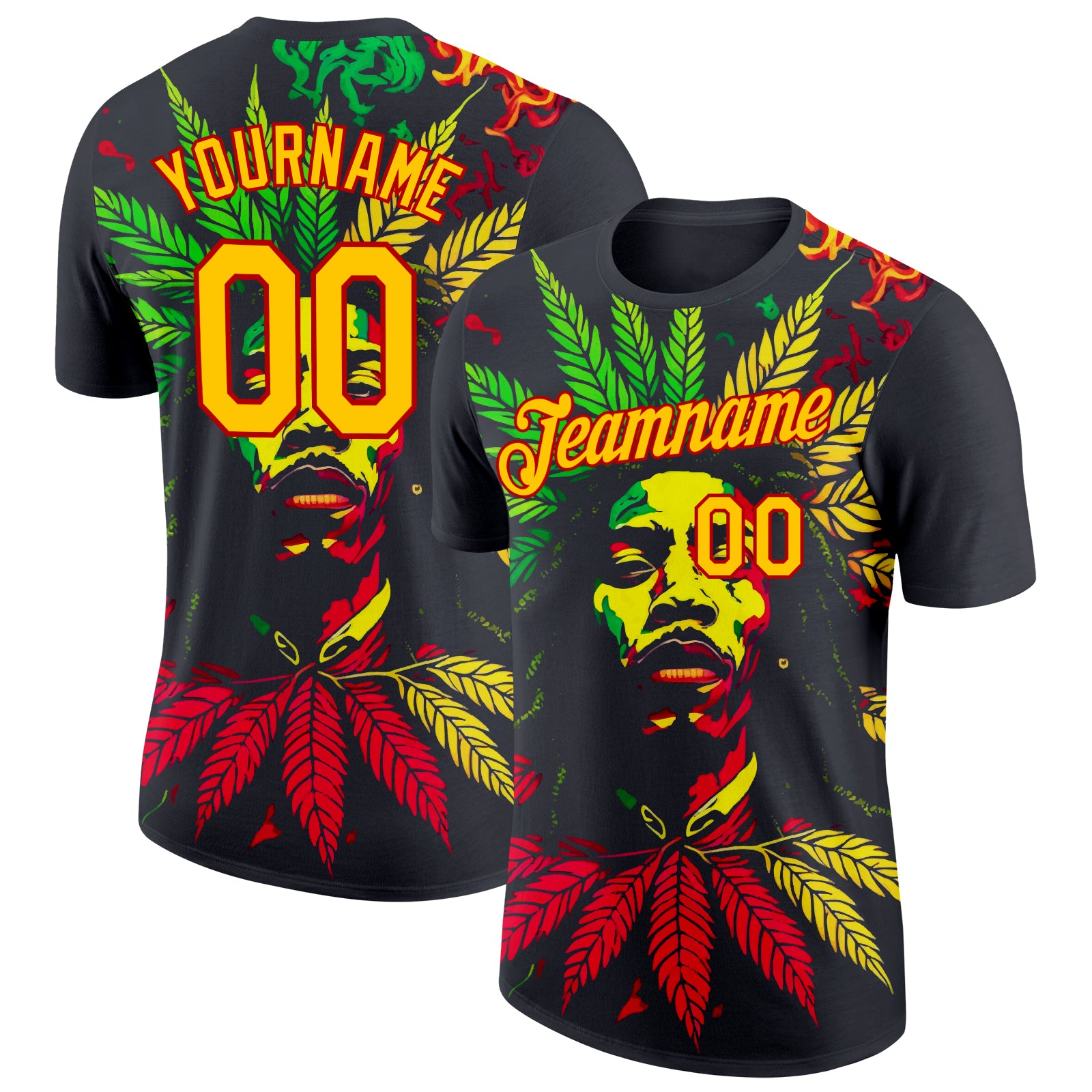 Personalized Black Yellow-Red 3D Pattern Black History Month Tee for Performance Personalized Black Yellow-Red 3D Pattern