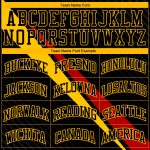 Personalized Basketball Jersey with Black Yellow-Red Diagonal Lines, Round Neck Sublimation Suit Personalized Black Yellow-Red
