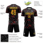 Custom Jersey with Name and Number - Personalized Black Yellow-Red Sublimation Soccer Uniform for Team Personalized Black