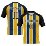 Custom Name and Number Volleyball Uniform Jersey Personalized Black Yellow-Royal Lines Team Gear Personalized Black Yellow-Royal