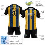 Custom Name and Number Volleyball Uniform Jersey Personalized Black Yellow-Royal Lines Team Gear Personalized Black Yellow-Royal