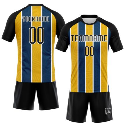 Custom Name and Number Volleyball Uniform Jersey Personalized Black Yellow-Royal Lines Team Gear Personalized Black Yellow-Royal