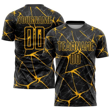 Personalized Soccer Jersey | Black and Yellow Sublimation Uniform for Teams Personalized Black Yellow Sublimation Soccer