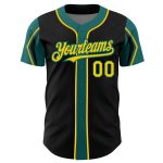 Custom Baseball Jersey with Personalized Name and Number in Black Yellow and Teal - Authentic Team Apparel Personalized Black