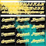 Personalized 3D Abstract Brush Stroke Baseball Jersey in Black Yellow Teal Personalized Black Yellow-Teal 3D Abstract Brush