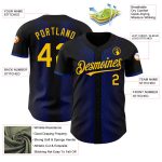 Custom Name and Number Authentic Baseball Jersey 3D Black Yellow Thunder Blue Geometric Design Personalized Black Yellow-Thunder