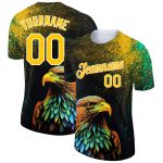 3D Holi Festival Color Powder Personalized T-Shirt - Black Yellow White Performance Shirt Personalized Black Yellow-White