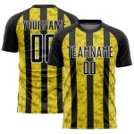 Personalized Sublimation Soccer Jersey - Black Yellow White Uniform Personalized Black Yellow-White Sublimation Soccer Uniform