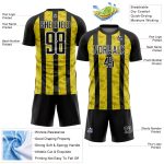 Personalized Sublimation Soccer Jersey - Black Yellow White Uniform Personalized Black Yellow-White Sublimation Soccer Uniform