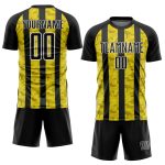 Custom Sublimation Soccer Jersey with Personalized Name and Number - Black Yellow-White Team Uniform Personalized Black Yellow-White