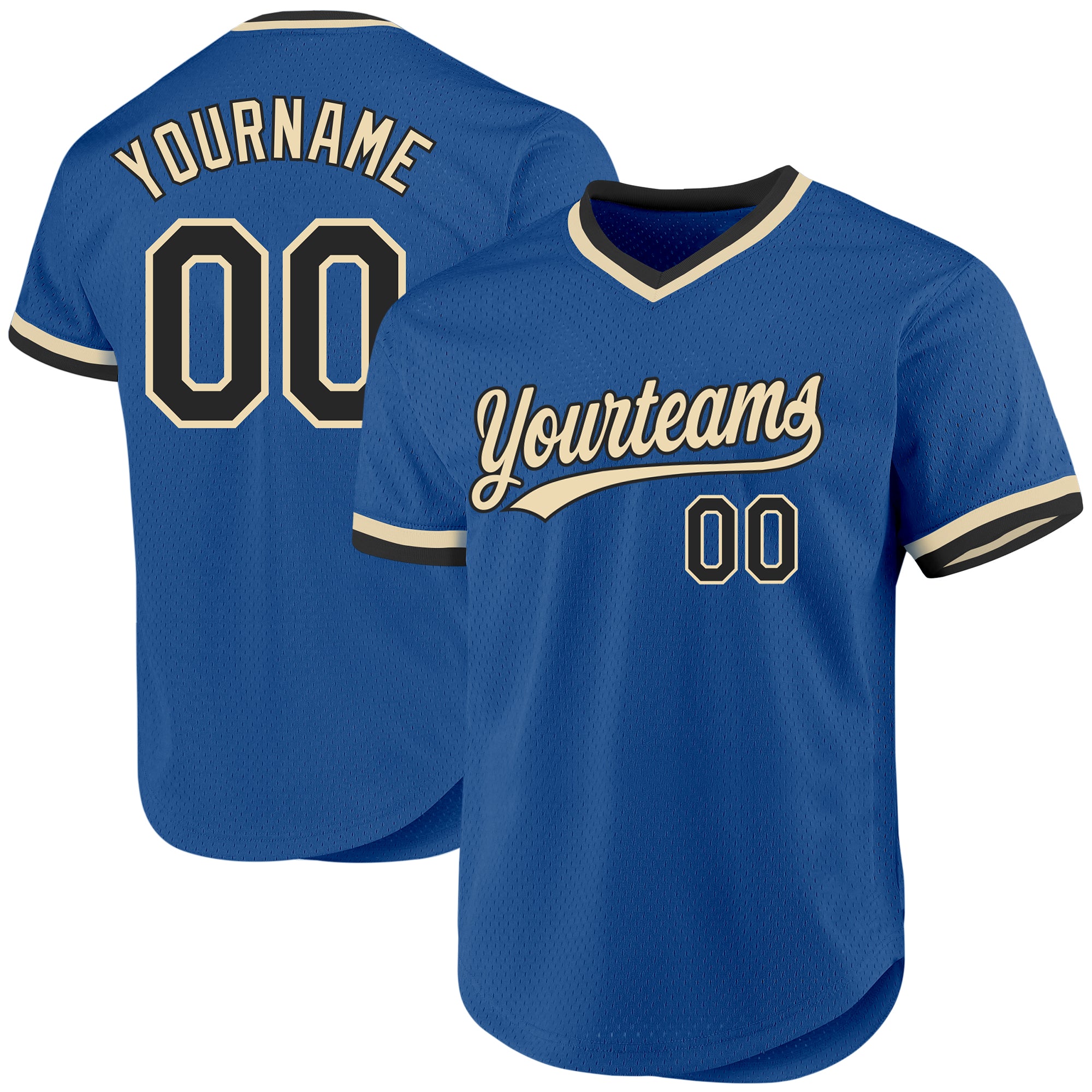Custom Name Number Authentic Baseball Jersey - Personalized Blue Black Cream Throwback Team Jersey Personalized Blue Black-Cream