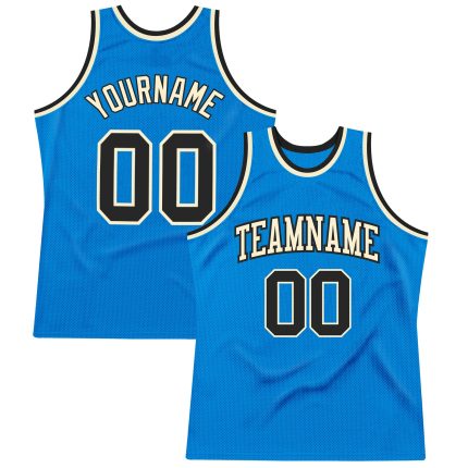 Custom Name Number Basketball Jersey - Personalized Authentic Blue Black Cream Throwback Design Personalized Blue Black-Cream