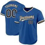 Customizable Blue Black and Cream Baseball Jersey - Personalized Throwback Style Personalized Blue Black-Cream Throwback