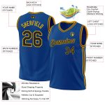 Custom Name Number Basketball Jersey - Personalized Blue Black Gold Throwback Team Jersey Personalized Blue Black-Gold Authentic