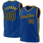 Personalized Blue Black Gold Throwback Basketball Jersey for Men and Women Personalized Blue Black-Gold Throwback Basketball