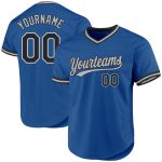 Custom Name Number Baseball Jersey - Personalized Authentic Throwback in Blue Black-Gray Personalized Blue Black-Gray Authentic