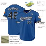 Personalized Blue Black Gray Baseball Jersey | Custom Throwback Style Personalized Blue Black-Gray Throwback Baseball Jersey