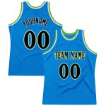 Custom Blue and Black Neon Green Throwback Basketball Jersey Personalized Blue Black-Neon Green Throwback Basketball Jersey