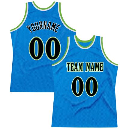 Custom Blue and Black Neon Green Throwback Basketball Jersey Personalized Blue Black-Neon Green Throwback Basketball Jersey