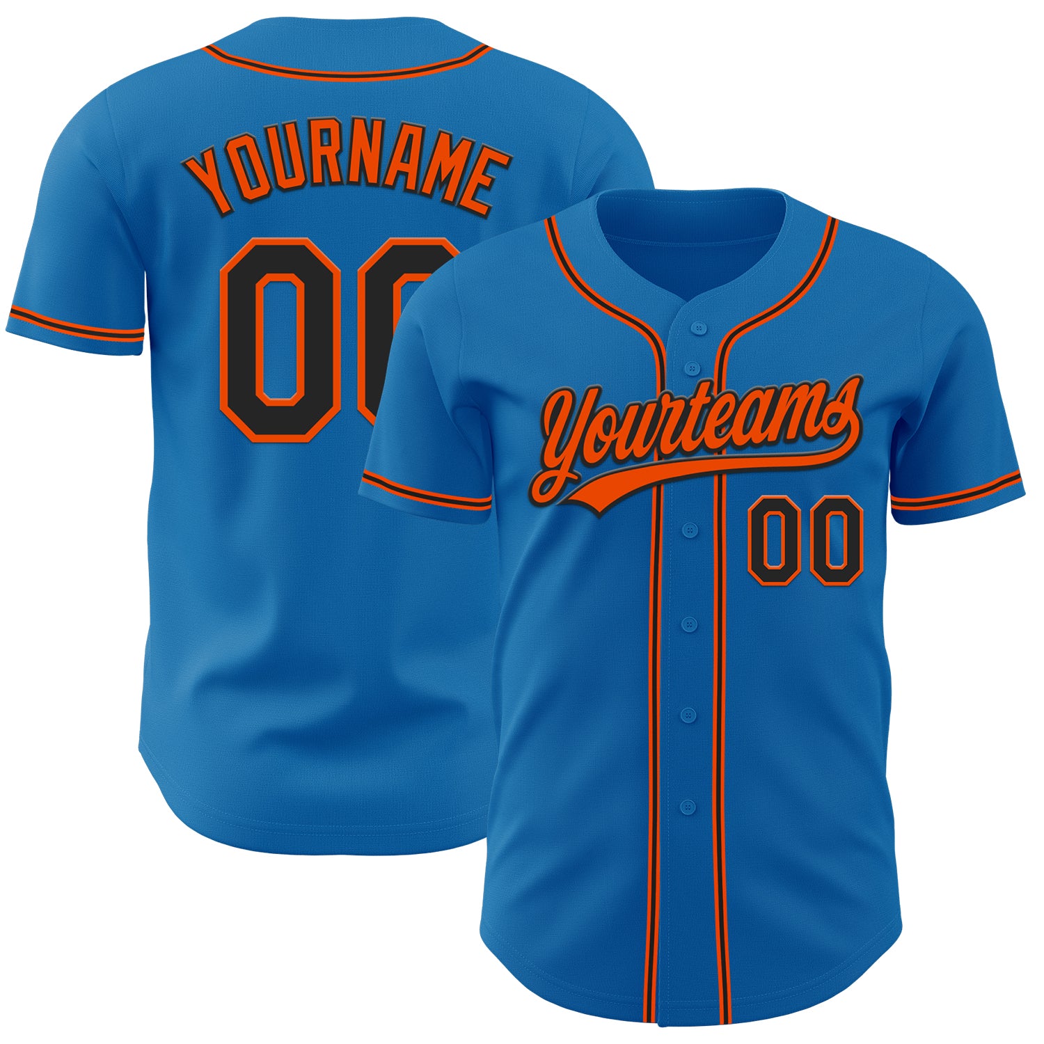 Custom Name Number Authentic Baseball Jersey Personalized Blue Black-Orange Personalized Blue Black-Orange Authentic Baseball