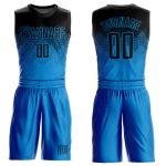 Custom Blue Black Basketball Jersey Sublimation Round Neck Suit Personalized Blue Black Round Neck Sublimation Basketball