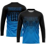 Personalized Blue Black Soccer Jersey Uniform for Kids and Adults Personalized Blue Black Sublimation Soccer Uniform Jersey