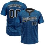 Custom Name & Number Unisex Two-Button Softball Jersey - Personalized Blue Black-White 3D Pattern Personalized Blue Black-White