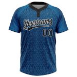 Custom Name & Number Unisex Two-Button Softball Jersey - Personalized Blue Black-White 3D Pattern Personalized Blue Black-White