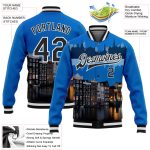 Personalized Amsterdam Netherlands 3D Bomber Varsity Letterman Jacket - Blue Black-White City Edition Personalized Blue Black-White