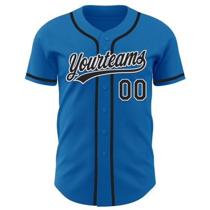 Custom Name and Number Authentic Baseball Jersey - Personalized Blue Black-White Team Jersey Personalized Blue Black-White